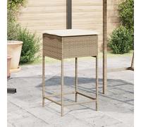 GeenYuu Tabourets de Bar Jardin Beige en Poly rotin avec Coussins Amovibles Lot de 2, siège Confortable 40x40x76 cm pour terrasse Balcon extérieur, Cadre Acier Stable résistant UV