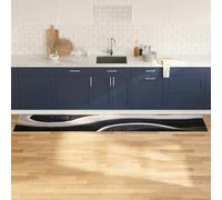 GeenYuu Tapis de cuisine noir 300 x 60 cm velours surface douce antidérapant absorbant lavable en machine tapis moderne pour intérieur confort et propreté