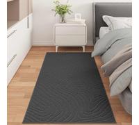 GeenYuu Tapis de Surface PALMERAS Anthracite en Polyester 200 x 80 cm rectangulaire antidérapant Lavable pour Salon Couloir intérieur extérieur Confort Doux et réduction du Bruit