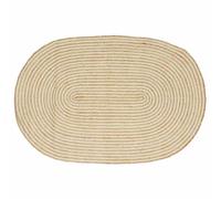 GeenYuu Tapis ovale en jute blanc naturel, lavable en machine, protection de sol pour salon, chambre à coucher, couloir, cuisine, antidérapant, attrape-saleté, poils courts, décoration et entrée 183 x