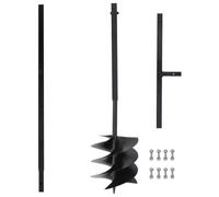 GeenYuu Tarière de sol en acier noir avec manche, foret hélicoïdal 250 mm, 8 tubes d extension 1 m, pour plantation, poteau, clôture, piquet, fondation et jardin