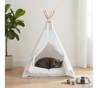 GeenYuu Teepee pour Animaux de Compagnie avec Coussin Moelleux 40 x 40 x 50 cm, cabane Pliable en Polyester avec Cadre en pin, idéal pour Repos intérieur et Confort Sommeil