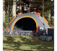 GeenYuu Tente de Camping 2 Personnes Gris et Orange, Polyester avec moustiquaire, système à libération Rapide, légère et Portable pour randonnée, Trekking, Voyage en forêt