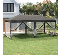 GeenYuu Tente de réception Pliable Anthracite 3x6 m avec parois latérales, Cadre Acier Robuste, Toile Oxford 210D résistante UV et Eau, Gazebo abri Jardin pour terrasse extérieur Patio