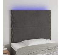 GeenYuu Tête de lit à LED Gris foncé en Velours 90x5x118-128 cm avec Bande LED découpable, Dossier rembourré Confortable pour Chambre Adulte ou Enfant, Panneau Mural élégant et Support Solide