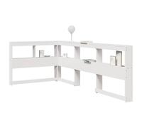 GeenYuu Tête de lit en forme de L - 75 cm - Blanc - En pin massif - Espace de rangement réglable - Économie d'espace - Pour chambre à coucher - Design robuste