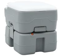 GeenYuu Toilettes de camping grises blanches en polyéthylène 41,5 x 36,5 x 37,5 cm Portable avec buse de rinçage de type T et entonnoir de vidange rotatif pour extérieur, camping, jardin, festival