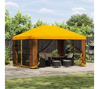 GeenYuu Tonnelle 4 x 3 m jaune polyester et acier 190 g/m² imperméable stable résistant aux intempéries avec toit et paroi latérale idéale pour fête, extérieur, camping, barbecue, mariage, événement