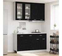 GeenYuu Unité de Cuisine Lyon 4 pcs Chêne Noir Bois d'ingénierie avec Armoire, tiroir, Placard et étagère pour Rangement, Buffet, desserte, comptoir, Organisateur, idéal Salle Repas, kitchenette