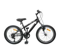 GeenYuu Vélo de Montagne 24 Pouces pour Enfants 8-12 Ans Cadre Acier Suspension Avant 6 Vitesses Guidon et Selle réglables Noir pour Balade Loisirs Sport Plein air
