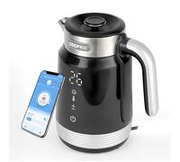 Geepas Smart Bouilloire en acier inoxydable, 1,7 l, bouilloire Internet WiFi, commande vocale Google et Alexa, contrôleur Strix, affichage numérique de la température, double paroi et design