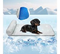 GeerDuo Tapis rafraîchissant pour chats et petits chiens, tissu auto-rafraîchissant avec oreillers de soutien, léger, doux et confortable, anti-fuite, non gel, lavable, tapis de couchage confortable