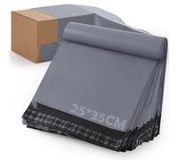 GeeRic 100 PCS Enveloppes d'Expédition en Polyéthylène, 25 x 35 cm Résistantes avec Bande Autocollante pour Vêtements, Grandes Enveloppes d'Expédition pour Petites Entreprises, Grises