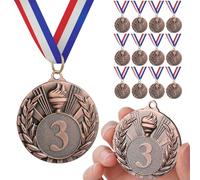 GeeRic 12 Pièces Médaille d'or avec Rubans de Cou, 3ère Médaille de Récompense pour Enfants, Médailles d'or pour Les Sports Compétitions Fêtes Style Torche 5 cm
