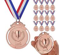 GeeRic 12 Pièces Médaille d'or avec Rubans de Cou, Médaille de Récompense pour Enfants, Médailles du Gagnant Prix d'or pour Le Sport, Les Compétitions, Les Fêtes, Style Olympique 5 cm