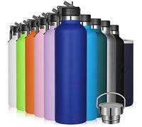 GeeRic 1L Bouteille d'eau en Acier Inoxydable Bouche Large, Bouteille d'eau en métal à Double Paroi Isotherme sous Vide, 12 Heures Chaudes et 24 Heures Froides, Bleu royal