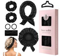 GeeRic Bigoudis sans Chaleur 8 PCS, élastiques à Cheveux Satin sans chaleur + Bonnet Douche + Bandeaux + Pinces à Cheveux, Éponge Souple Résistante pour Réaliser Facilement Noir