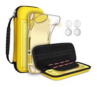 GeeRic Étuis Compatible pour Switch Lite 2019, Protection Housse + Coque Transparente + Protection écran Compatible pour Switch Lite + 4 Thumb Grip, Jaune