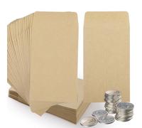 GeeRic Lot de 100 enveloppes en papier kraft pour pièces de monnaie, 6,3 x 8,9 cm, petites enveloppes d'expédition autocollantes pour graines, timbres de bijoux, pochettes de rangement pour jardin,