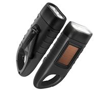 GeeRic Lot de 2 lampes de Poche à Energie Solaire à Manivelle Rechargeable LED Lampe de Poche D'urgence Torche de Survie Mousqueton à Dégagement Rapide Lampe de Poche Dynamo pour Sports de Plein