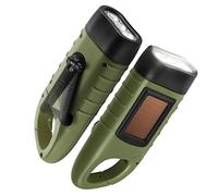 GeeRic Lot de 2 lampes de Poche à Energie Solaire à Manivelle Rechargeable LED Lampe de Poche D'urgence Torche de Survie Mousqueton à Dégagement Rapide Lampe de Poche Dynamo pour Sports de Plein