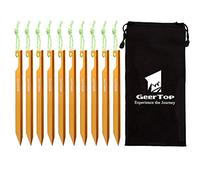 GEERTOP 10pcs Piquets de Tentes en Aluminium Durable Pegs Ultra Résistant 15cm avec Cordon Réfléchissant pour Bâche de Camping Bâche de Plage (Or)