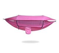 GEERTOP Hamac d'extérieur 3 en 1 avec bâche de Protection Solaire, Imperméable et Durable en Nylon avec Filet Anti-moustiques, Double Couchage, équipement de Camping pour Randonnée (Rose)