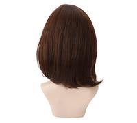 GEERYZHE Bob Wig, Perruque Headgear Synthetic Wig Bang avec une Longueur d'épaule Noire Frange Courts Cheveux Raides Femmes Élégant Perruque pour Femmes Bob Longueur Fibre Résistant à la Chaleur