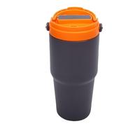 GEERYZHE Cafetière Portable 600 Ml en Acier Inoxydable isolé avec Bouteille d'extraction de café électrique pour Extérieur, Voyage, Voiture, Bureau, Gris et Orange - Machine à café Portable