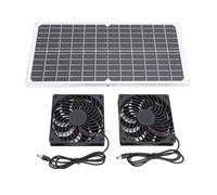 GEERYZHE Kit de Ventilateur à énergie Solaire Panneau Monocristallin 16 W avec Deux Ventilateurs d'extraction et Filet de Protection pour Animalerie, Poulailler - Kit de Ventilateurs à Panneau