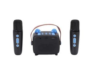 GEERYZHE Mini Machine à karaoké Jouet avec 2 Micros sans Fil - Haut-Parleur Portable pour Enfants Garçons Filles Chantant, Apprentissage Précoce, Maison, Voyage, Fête, Divertissement, Cadeau (Blue)