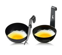 GEERYZHE Paquet de 2 Pocheuses à œufs en Acier Inoxydable, Revêtement Antiadhésif pour Machine à œufs Pochés Facile à Nettoyer, Tasse de Cuisson Suspendue pour Poêle et Casserole (noir)