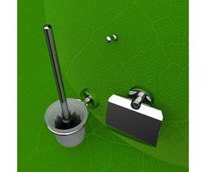 Geesa Luna Set WC complet avec porte papier WC avec couvercle brosse WC avec support et brosse supplémentaire noir chrome 915500-115