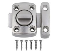 Geesatis 1 loquet rotatif double face, verrou de porte de sécurité pour animaux domestiques, armoires et meubles, loquet de porte de fenêtre de salle de bain avec finition nickel brossé, argent, 4,1