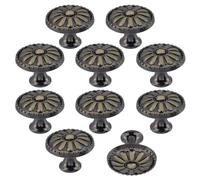 Geesatis Lot de 10 boutons de placard de cuisine vintage en ABS, motif marguerite, bronze
