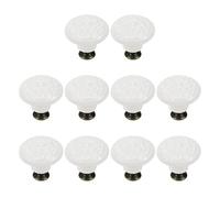 Geesatis Lot de 10 boutons décoratifs en céramique avec vis de montage, blanc, 3,6 cm de diamètre