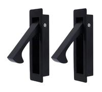 Geesatis Lot de 2 poignées de tiroir de cuisine en acier inoxydable noir mat, poignée de porte de poche, 8,9 cm