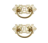 Geesatis Lot de 2 poignées de traction vintage en laiton pour meubles, placard, tiroir, avec vis de montage, doré