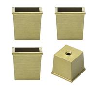 Geesatis Lot de 4 housses carrées en alliage de zinc doré pour pieds de meubles, 2,5 x 2,5 x 3 cm (L x l x H), s'adaptent aux tubes ou tuyaux carrés de 2,5 cm, durables et antirouille