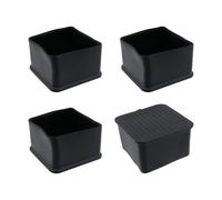Geesatis Lot de 4 patins carrés pour pieds de meubles en PVC noir, 5,1 x 5,1 cm, double épaisseur pour la prévention des rayures et la réduction du bruit