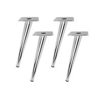 Geesatis Lot de 4 pieds de meuble robustes de 25,4 cm, capacité de 599,6 kg, pieds en métal pour meubles, pieds ronds effilés en fer massif pour table de nuit, table basse, bureau avec vis de montage