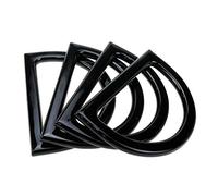 Geesatis Lot de 4 poignées de sac à main ovales en forme de D pour la fabrication de sacs, poignées de sac à main en plastique, noir