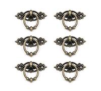 Geesatis Lot de 6 Poignées Meuble, Poignées de Tiroir Vintage en Bronze avec Vis de Montage, 6,3 x 4,3 cm