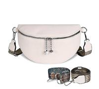 Geestock Sac Banane Femme Blanc, Cuir PU Imperméable Sac Poitrine Femme, Mode Sacoche Banane Sac à Main Femme Bandoulière 3.6cm de Large pour Shopping Soirée Voyage Randonnée