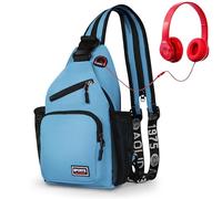 Geestock Sacoche Bandouliere Homme et Femme, 2 en 1 Petit Sac à Dos Convertible Sac de Poitrine, Sac Bandoulière Léger pour Randonnée, Vélo, Voyage (Bleu)