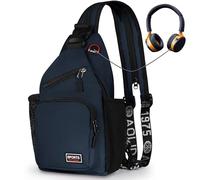 Geestock Sacoche Bandouliere Homme et Femme, 2 en 1 Petit Sac à Dos Convertible Sac de Poitrine, Sac Bandoulière Léger pour Randonnée, Vélo, Voyage (Bleu Foncé)