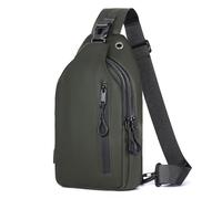 Geestock Sacoche Homme Bandoulière, Sac à Poitrine en Cuir Synthétique avec Port pour Écouteurs, Sacs à dos Porté Travers Imperméable pour Sport Randonnée Cyclism (Vert)