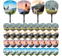 Geetery Lot de 36 éventails de la Bible chrétienne en vrac - Éventails d'été ronds en plastique - Éventails décoratifs d'été religieux - Cadeaux (style église)