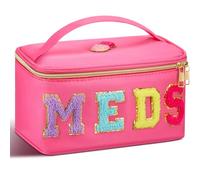 Geetery Trousse de maquillage en nylon chenille avec fermeture éclair, sac de rangement portable pour cosmétiques pour femme, rose rouge, conforme à l'image