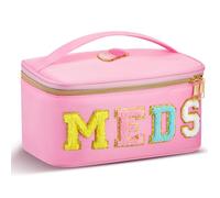 Geetery Trousse de maquillage en nylon chenille avec fermeture éclair, sac de rangement portable pour produits de toilette pour femme, rose, Médicaments